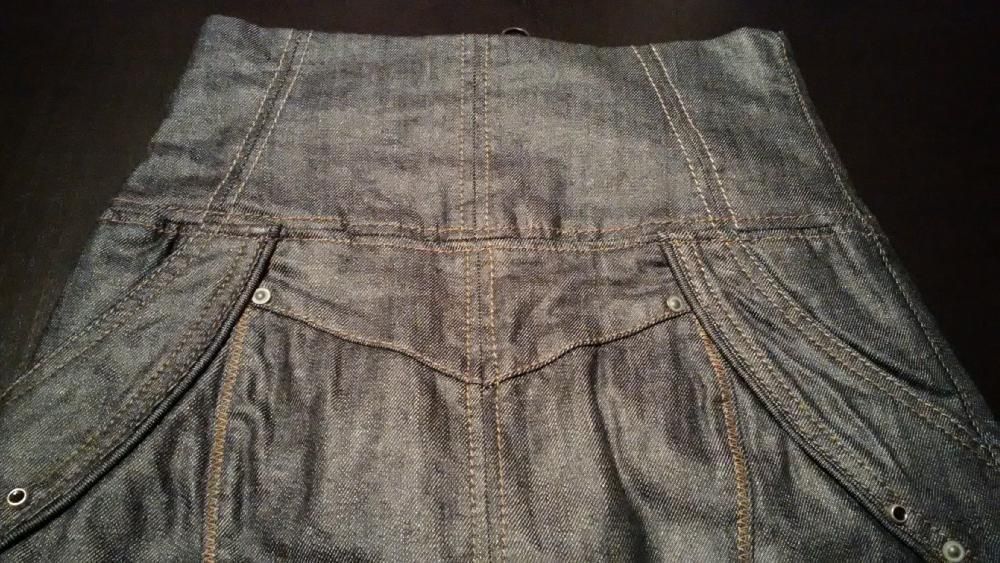 Fusta blugi talie inalta tip corset, Motor, super faina