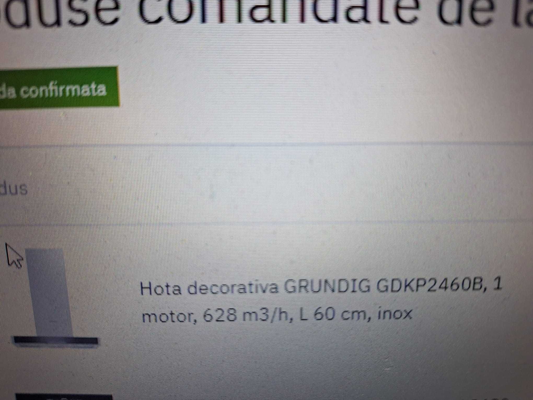 hota decorativa GRUNDING GDK2460B, 1 motor, 628 m3/h, L60 cm, inox!