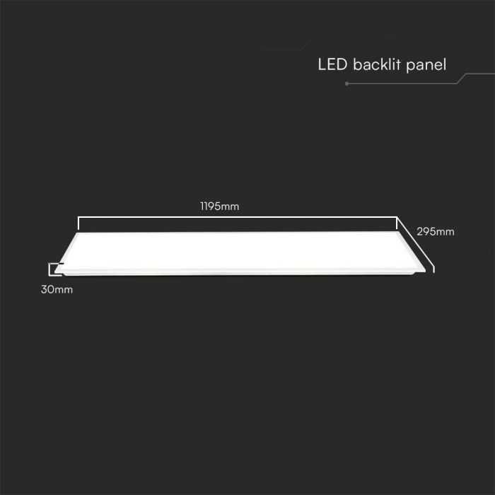 LED ПАНЕЛ V-TAC 40W 120x30см 4800LM  1200x300мм за вграждане в растер