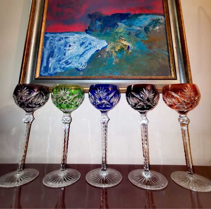 Антикварни цветен кристал чаши Nachtmann "Traube"  Зап. Германия 70те