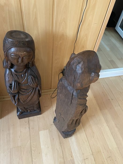 Set 3 statuete lemn, 60 cm inaltime