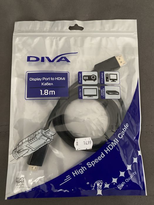 DisplayPort към HDMI кабел 1.8м
