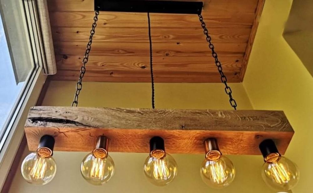 Lustră rustică, vintage, lemn