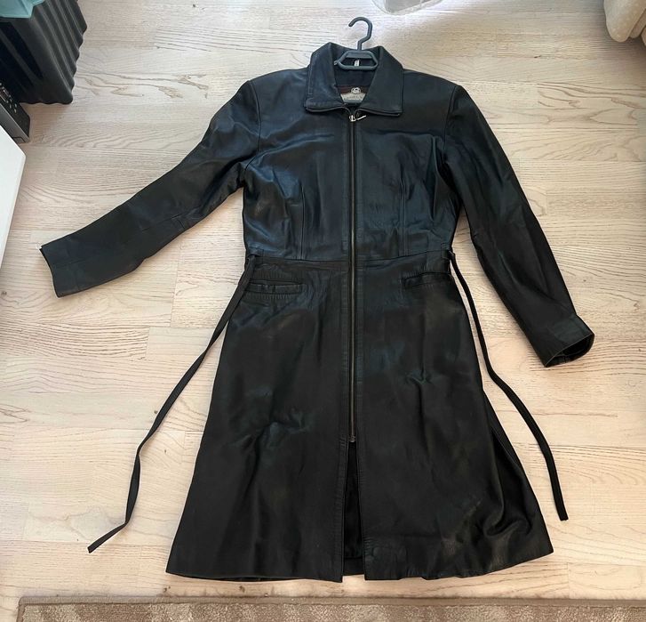 Palton lung damă piele naturală Gabriel Segui mărime L stare excelentă