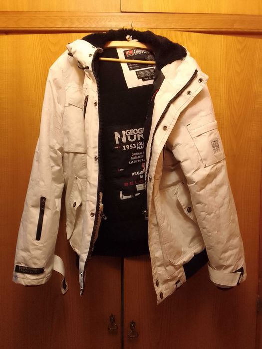 Куртка полярника с капюшоном, белая очень тёплая, не продуваемая, р.52