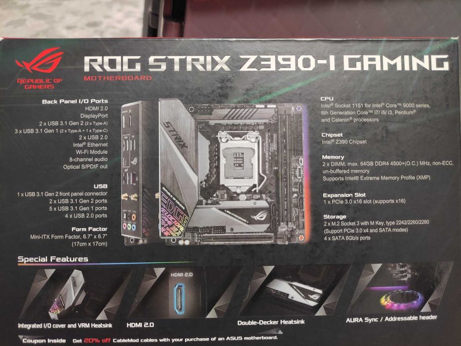 Kit procesor I7 8700k+ Asus Rog Strix Z390-I mITX+16gb ram DDR4