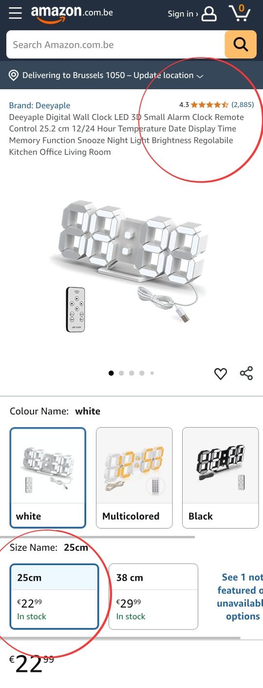 3D LED дигитален стенен часовник, дистанционно, температура, аларма