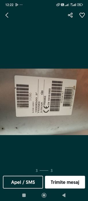 Vând chiuvetă inox 150 fix