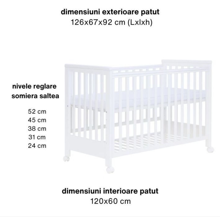 Pătuț co-sleeping 120/60