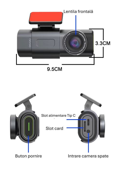 Camera de bord auto față/spate Dashcam Ultra 4K Wifi GPS