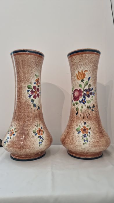 Set 2 vaze ceramice Boch Freres Keramis Belgia 1920-1940 pictate manua