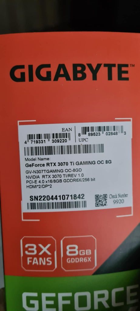 Видво карта Asus TUF GAMING RTX 3070 TI 8GB