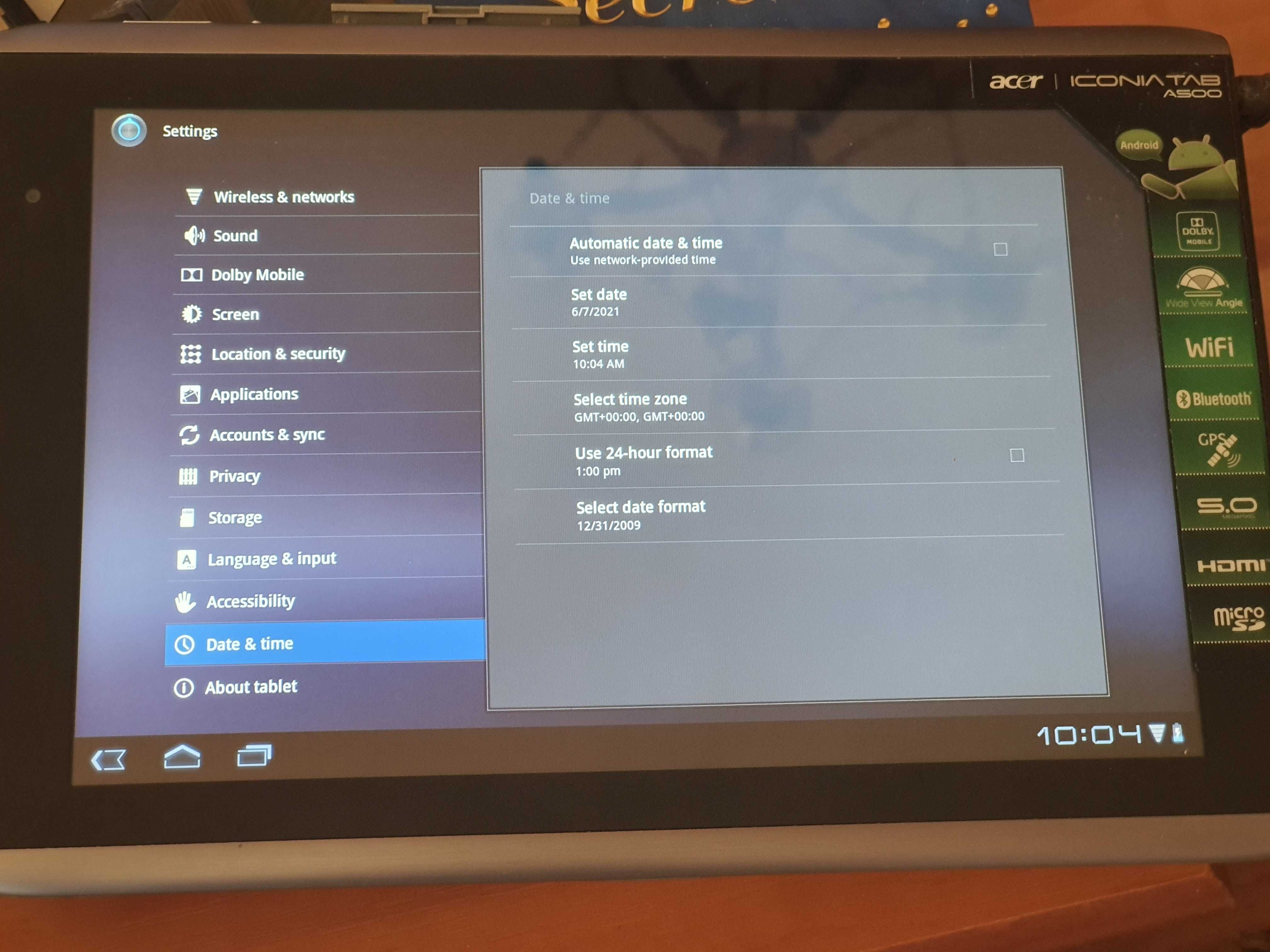 acer iconia a500 , 32 Gb stocare, RAM 1 GB cu alimentator