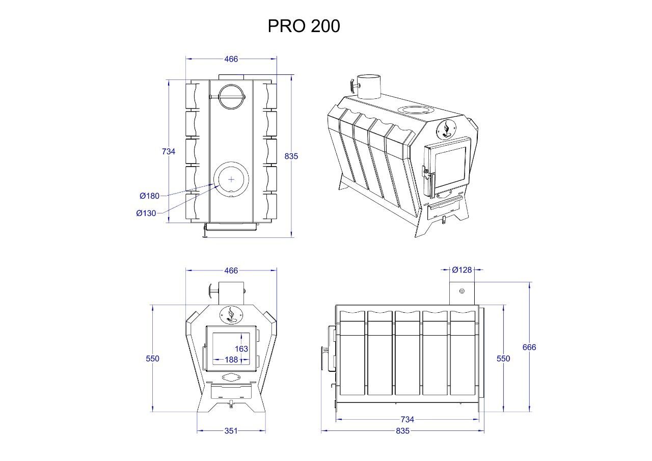 Печь, печка" Модель PRO 200",отопление