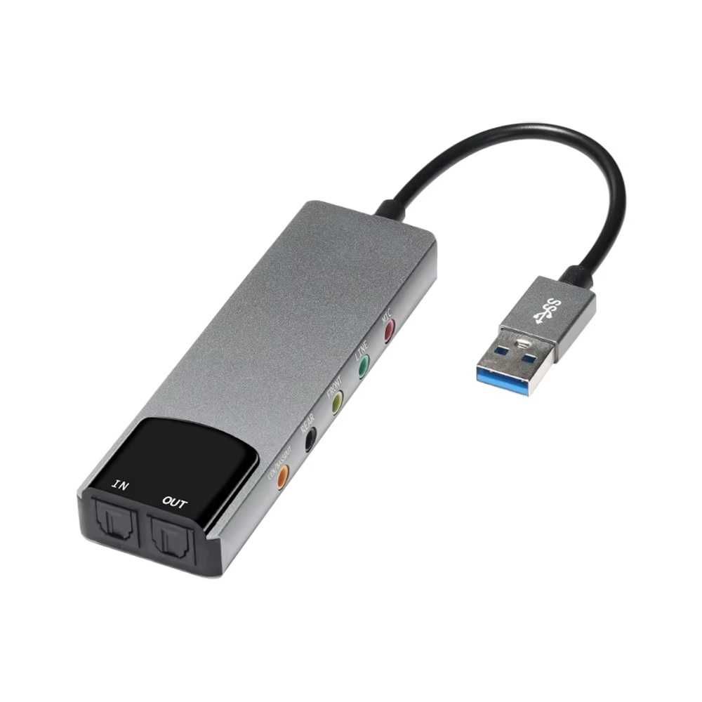 Аудио конвертер SPDIF + RCA (6x1) в USB-С и USB 3.0