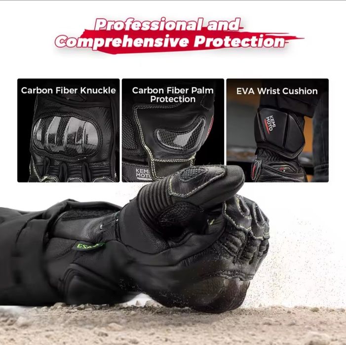 Mănuși Kemi Moto – piele de bovină, protecții carbon