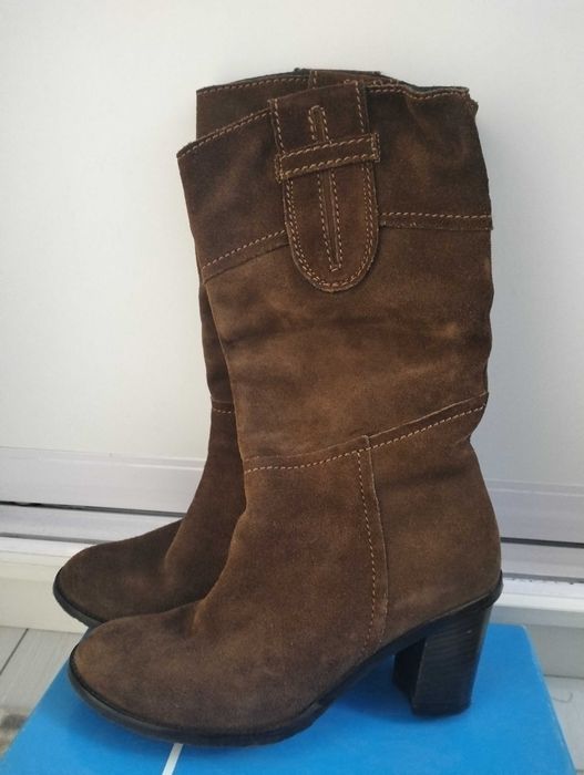 Продам сапоги коричневые замшевые