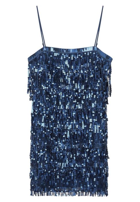Синя рокля с пайети