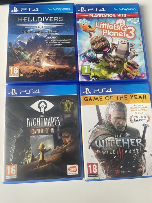 The Witcher, Little Nightmares, Little Big Planet, Helldivers 1