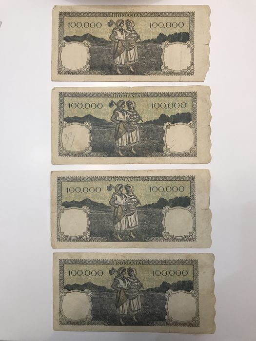 Vand 13 bancnote 100000 lei, an 1946, iesite din circulatie