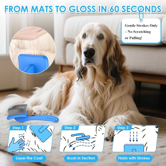 YOYUPETA Комплект четка и гребен за кучета/котки, дълга и гъста козина