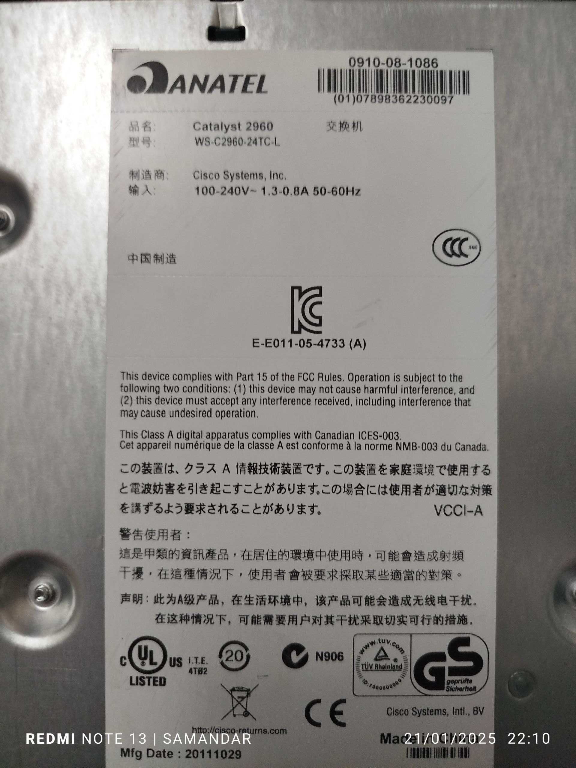 Коммутатор Cisco Catalyst WS-C2960-24TC-L