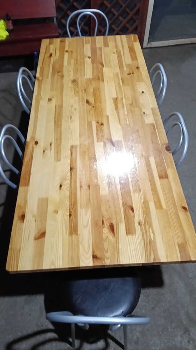 Masă pentru foișor/terasă – lucrată manual, picioare metalice