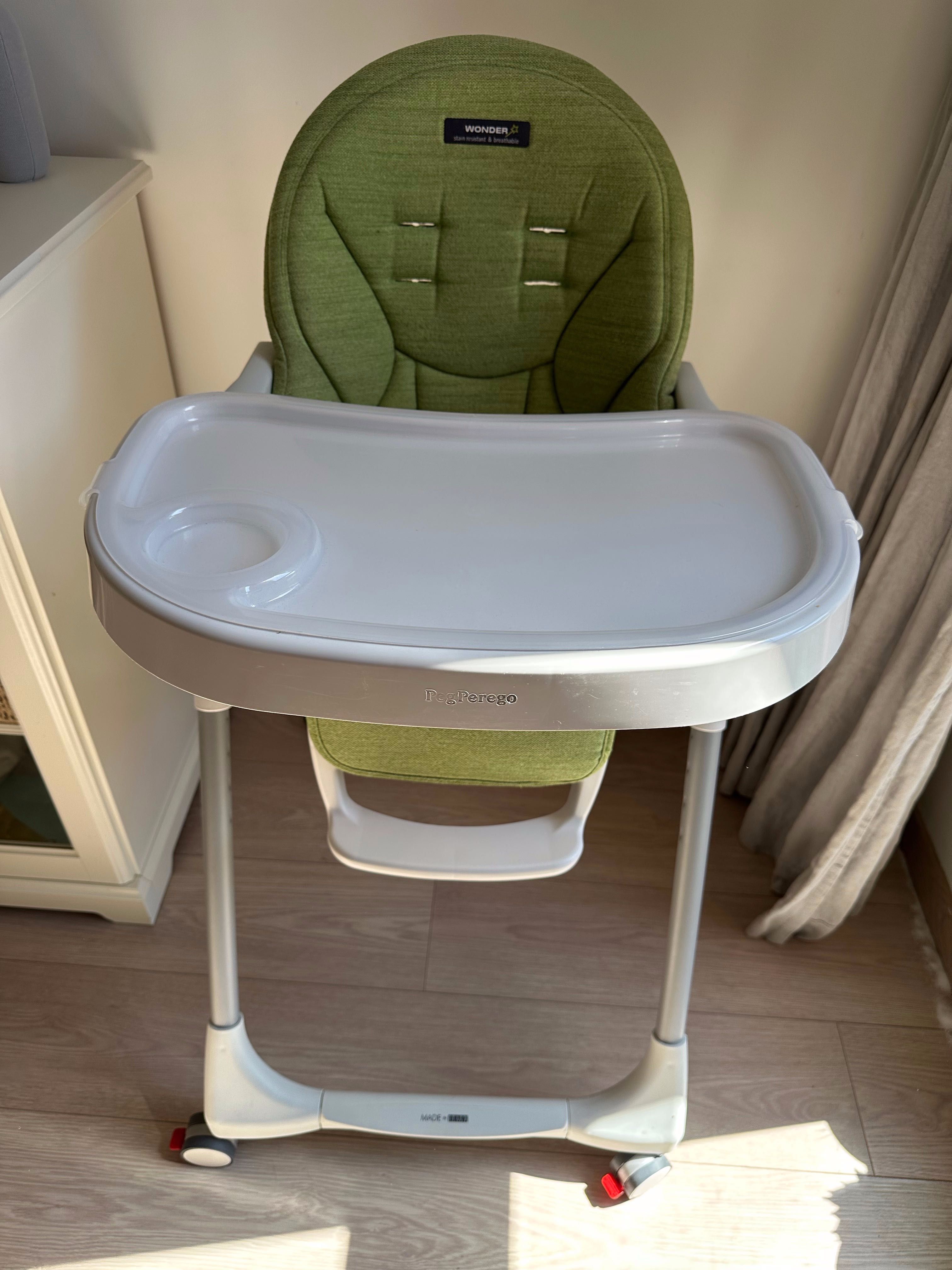 Столче Peg Perego Prima Papa - Follow me Wonder Green + Baby Cushion