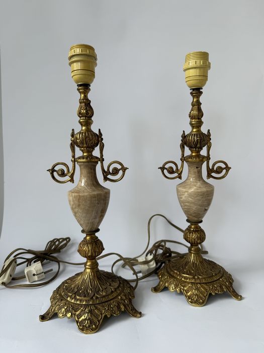 Винтидж лампи от минерал и месинг