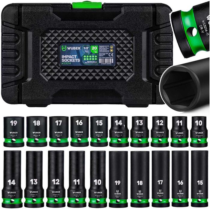 Set chei tubulare impact 1/2” Wuber, 20 piese