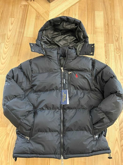 Polo Ralph Lauren – Geacă Puffer Neagră cu Glugă L