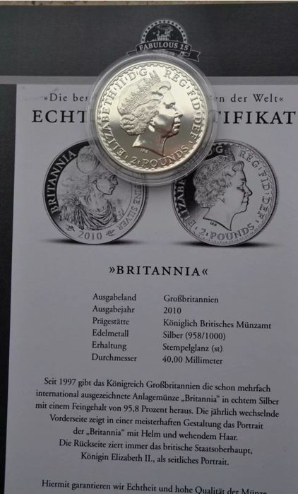 Moneda Argint 1oz Britannia 2010