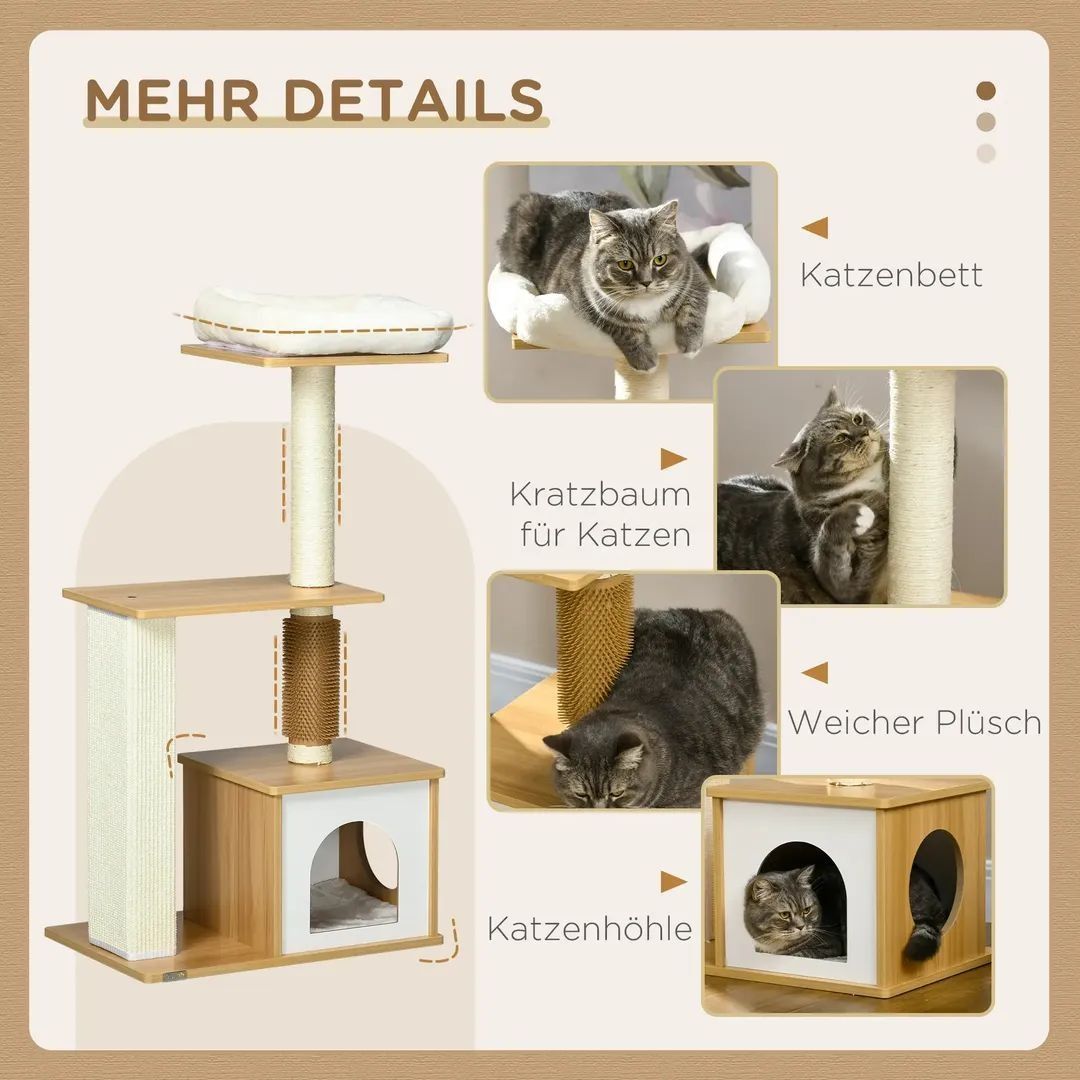 PawHut Котешко дърво Котешка пещера,