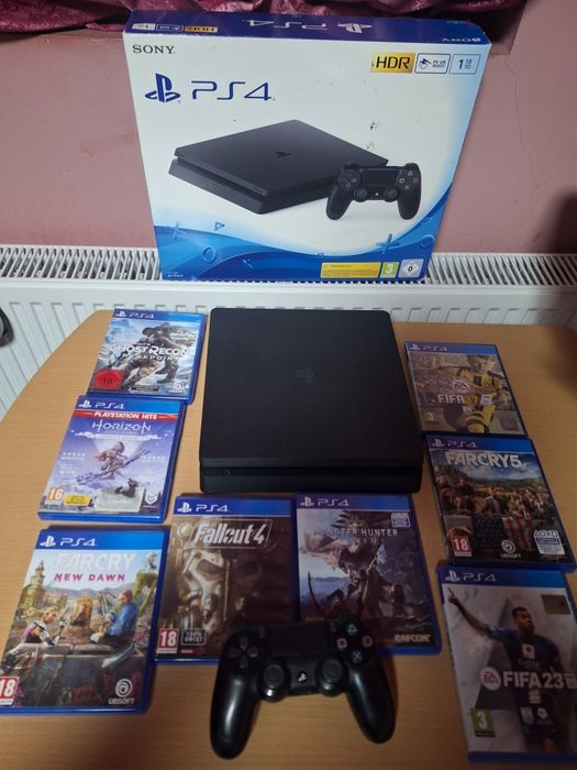 Ps 4 + 1 maneta + 8 jocuri