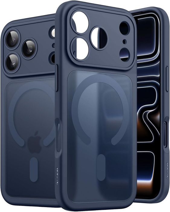 Матов magsafe кейс за apple iphone 17 pro - тъмно син