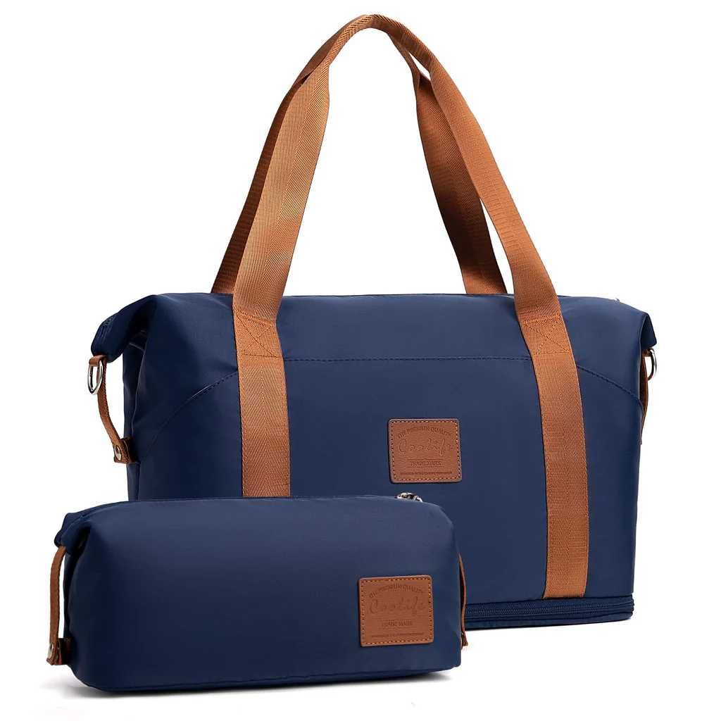 Geantă de Călătorie COOLIFE pt Femei, 40x20x25cm, Set 2 Piese, Neagră