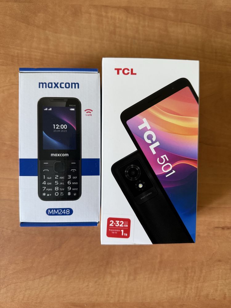 Telefoane Maxcom MM248 si TCL 501 noi, sigilate + cartela SIM cadou