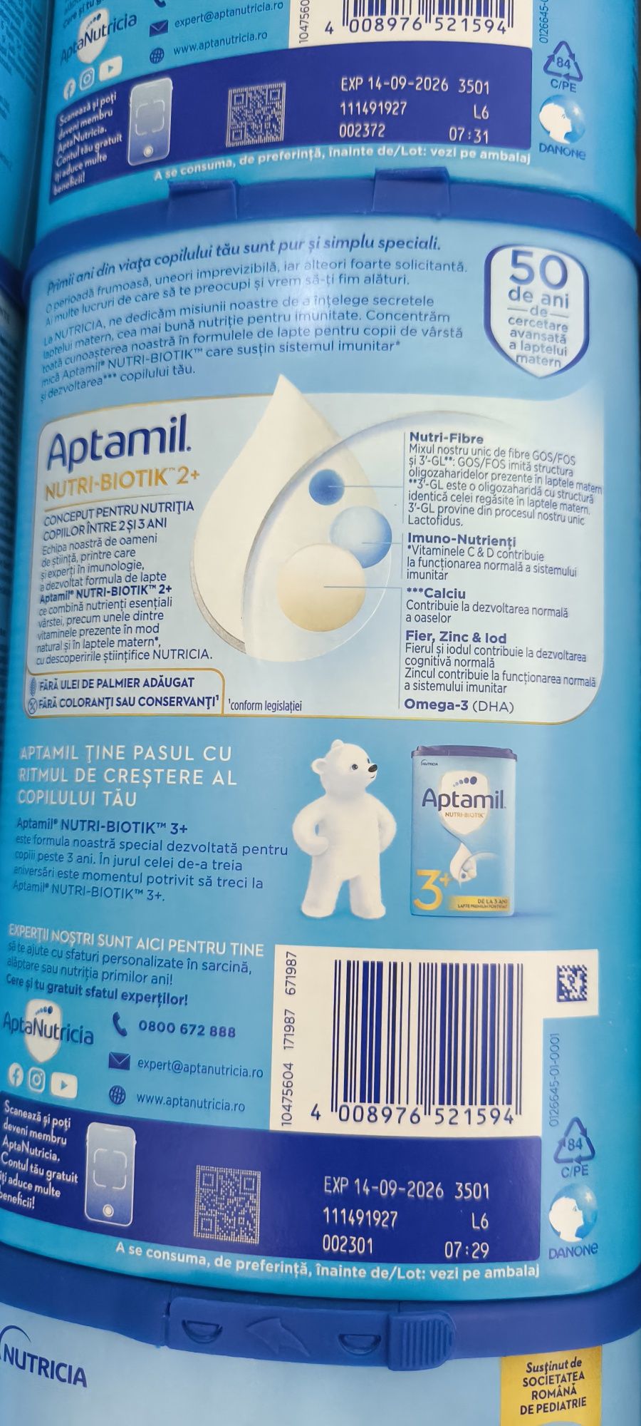 Lapte praf Aptamil 2+ și 3+