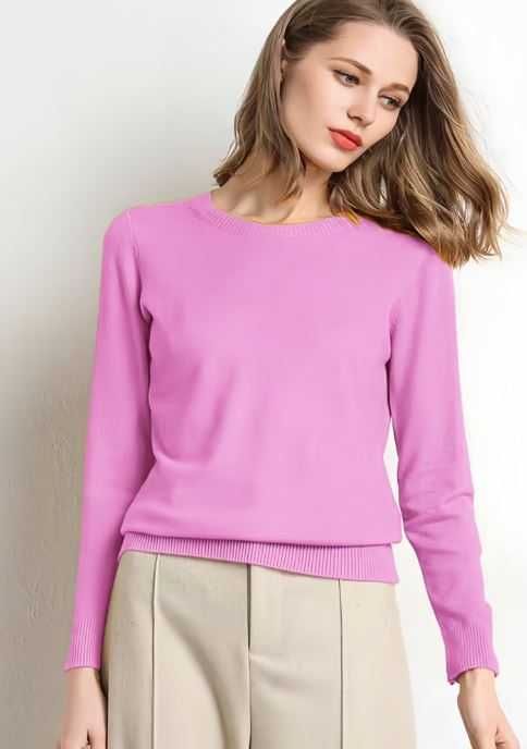 Pulover Tricotat Simplu, Heliotrop - 60 lei