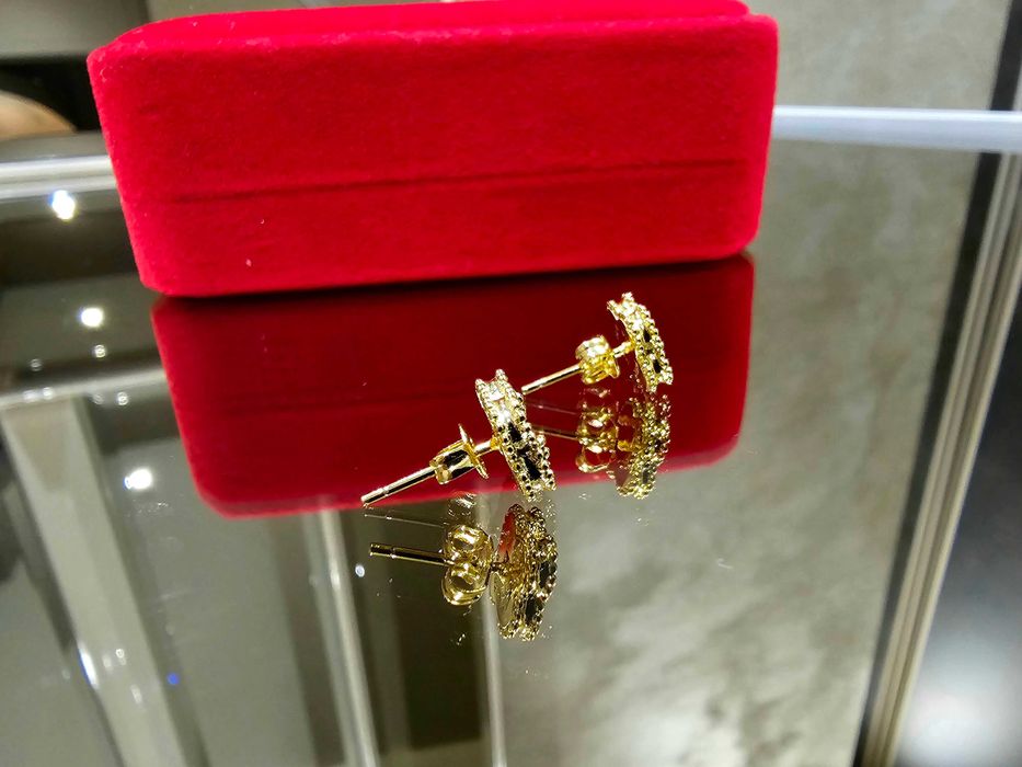 Van Cleef & Arpels VCA Gold Black Sweet Alhambra Clover Дамски Обеци