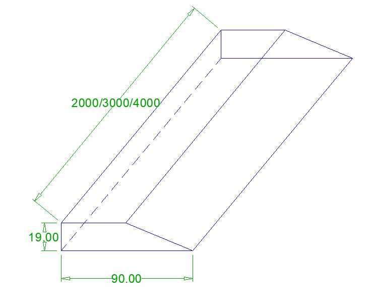 Dreptar trepizoidal 90x19 mm, dreptar de aluminiu forma trepizoidala