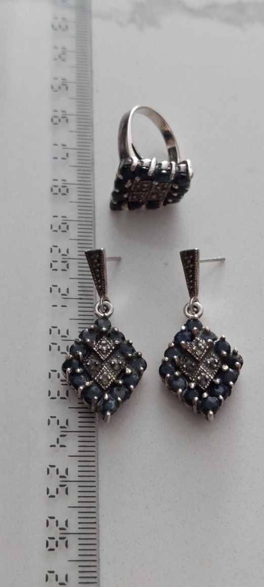 Set vechi argint cu pietre și marcasite