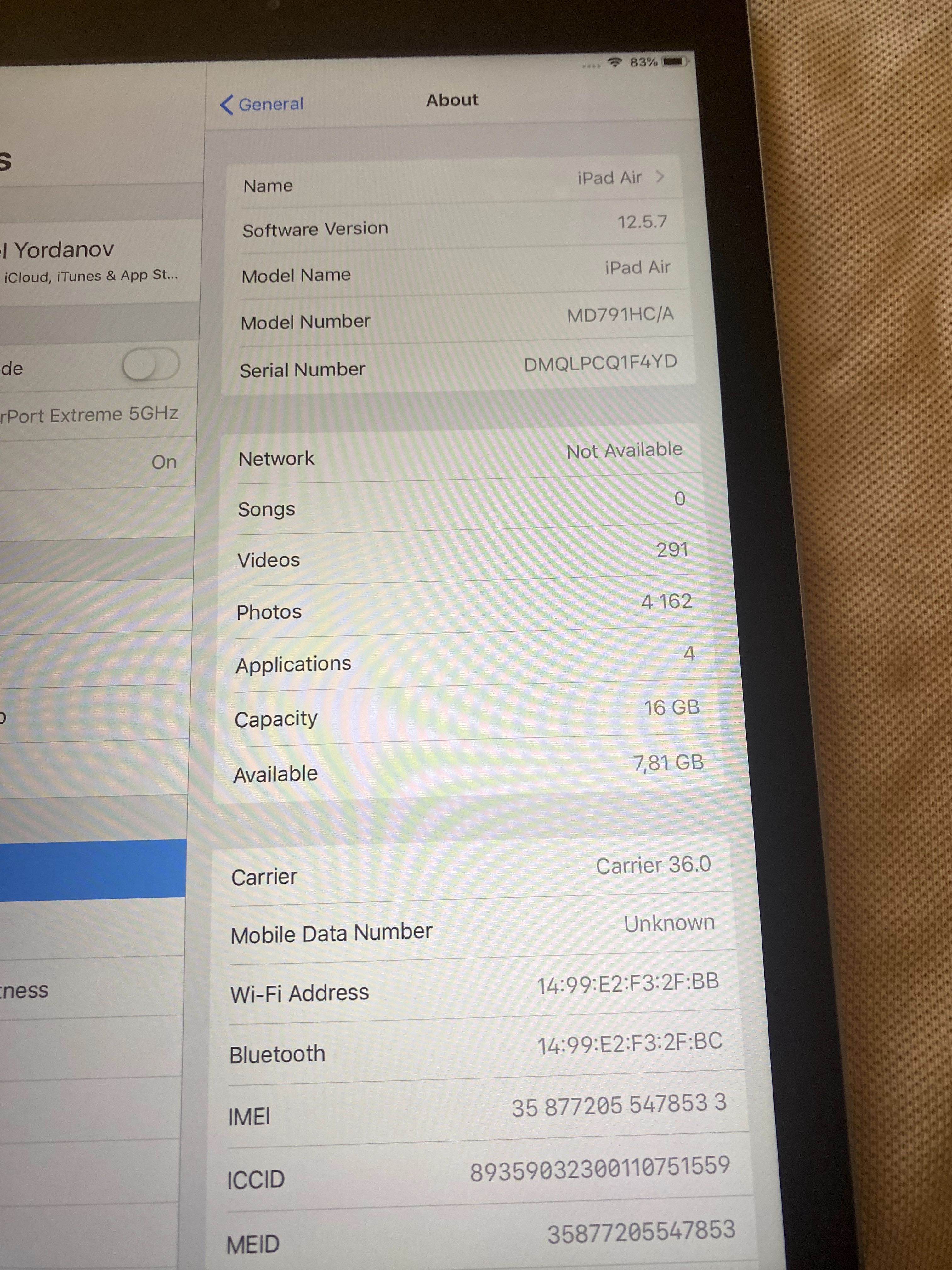 iPad Air, A1475, Wi-Fi-Cell, 16 GB