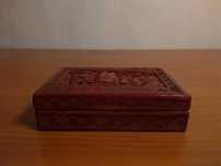 Caseta Asiatica de Bijuterii, Vechi Cinabru Sculptat si Lemn Lacquer