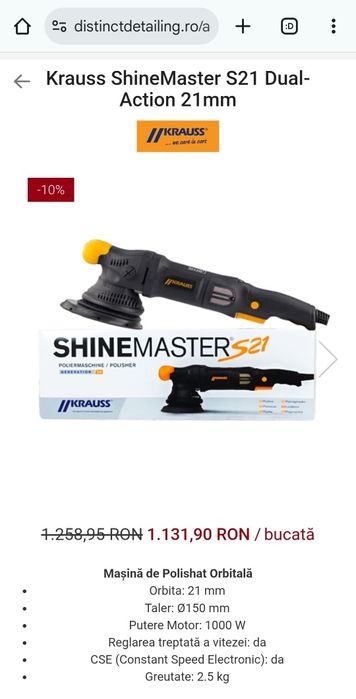 Masina de polishat orbitala Krauss ShineMaster S21 Dual-Action 21mm