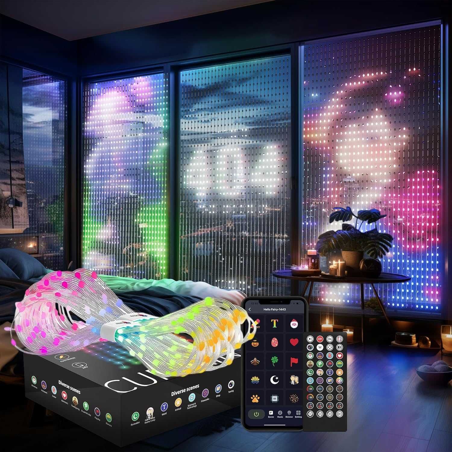 Светлина завеса с Wifi 540LEDs 1.50 x 2 м - програмируема Lphianx