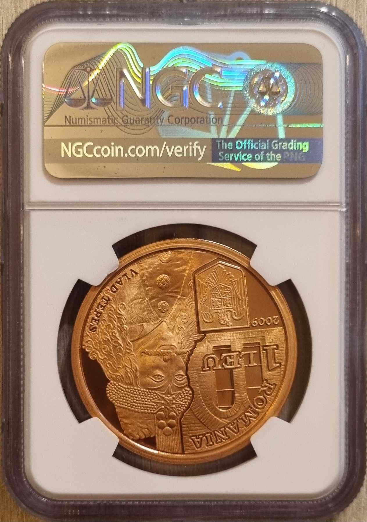 Moneda BNR 1 leu tombac Vlad Tepes gradata NGC PF 69 UC