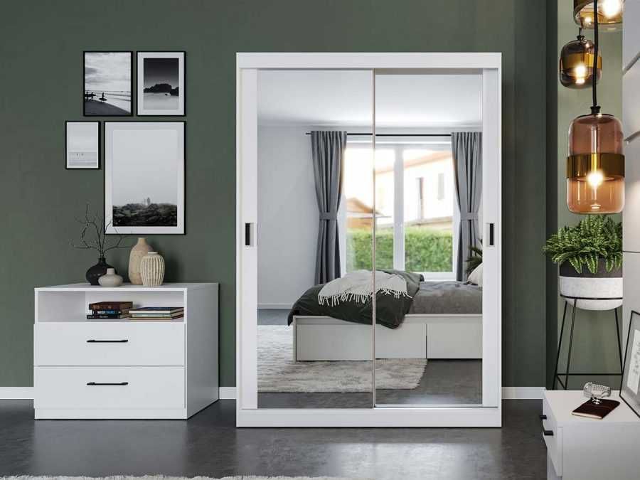 Set Dormitor Nordis Alb C03 cu oglinda - Transport Gratuit