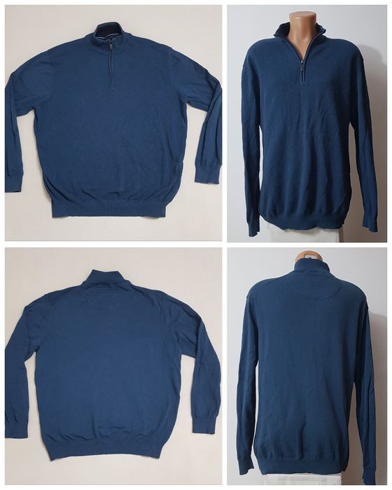 Pulover nou tricotat CASAMODA cu fermoar scurt, 100% bumbac nr 3XL men