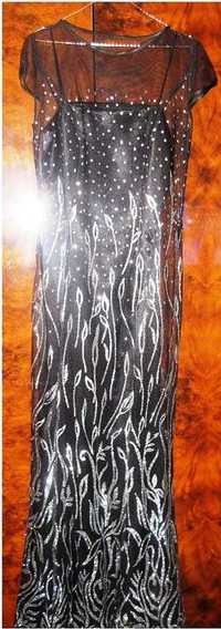 Сексуальное шикарное платье прозрачное с серебряными рис, - 45 000 ₸
